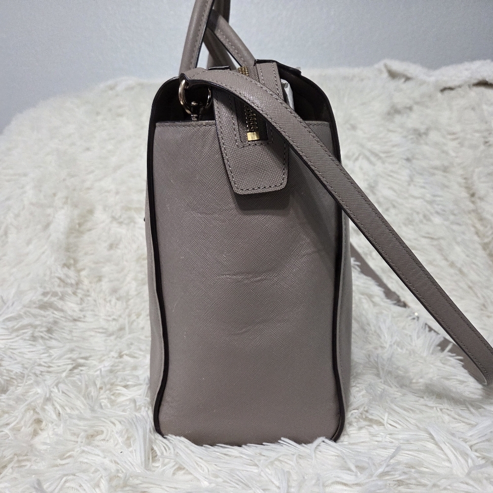 Coach Bleeker Saffiano Riley Carryall Large Crossbody Bag Taupe #30149 - Picture 5 of 16